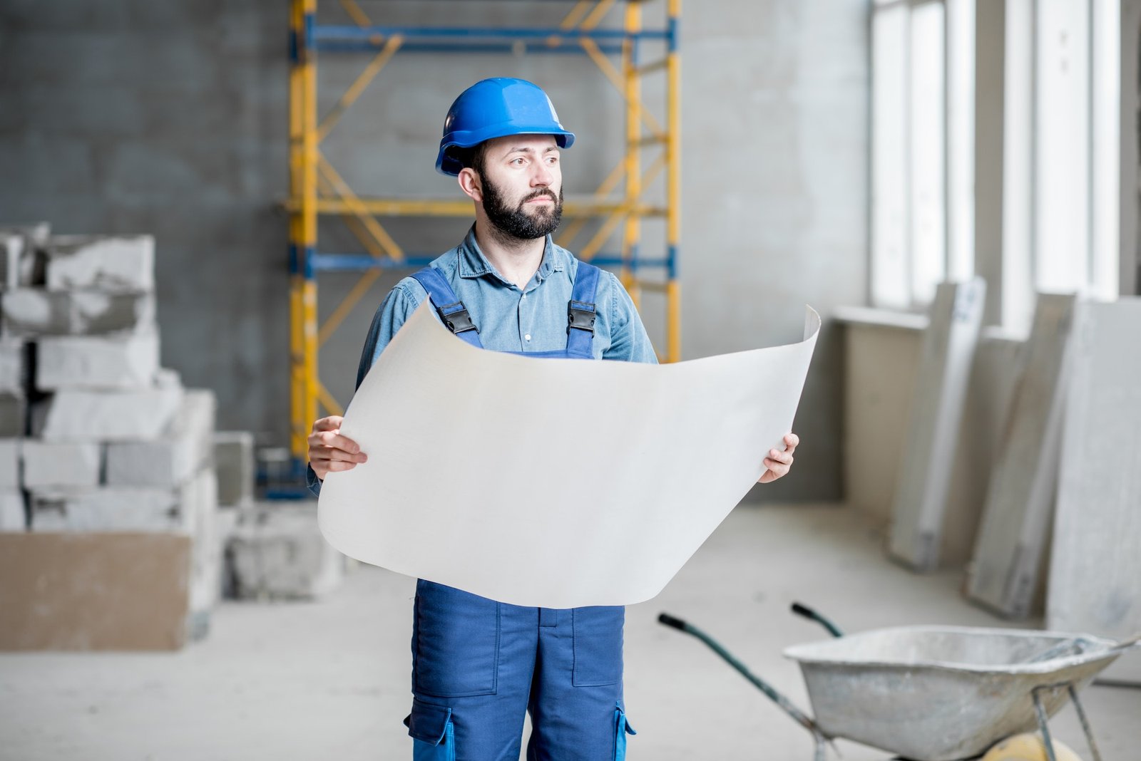 Builder at the construction site