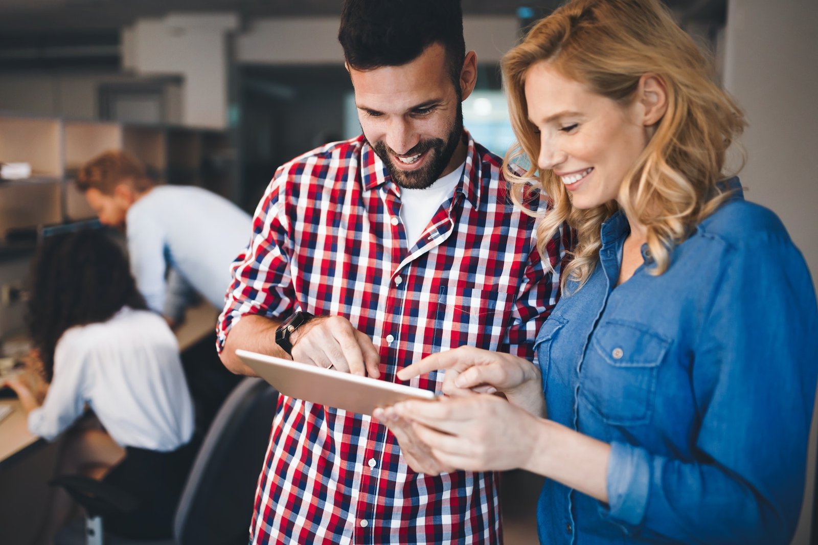 Corporate coworkers brainstorming in company